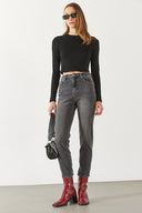 Jessica Vintage Black Mom Jean Pantolon - VINTAGE BLACK