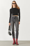 Jessica Vintage Black Mom Jean Pantolon - VINTAGE BLACK