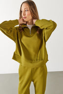 Julia Parçalı Yumuşak Dokulu Sweatshirt(CUPRO) - OLIVE