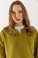 Julia Parçalı Yumuşak Dokulu Sweatshirt(CUPRO) - OLIVE