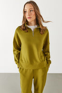 Julia Parçalı Yumuşak Dokulu Sweatshirt(CUPRO) - OLIVE