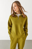 Julia Parçalı Yumuşak Dokulu Sweatshirt(CUPRO) - OLIVE
