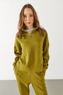 Julia Parçalı Yumuşak Dokulu Sweatshirt(CUPRO) - OLIVE
