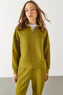 Julia Parçalı Yumuşak Dokulu Sweatshirt(CUPRO) - OLIVE