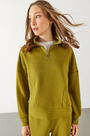 Julia Parçalı Yumuşak Dokulu Sweatshirt(CUPRO) - OLIVE