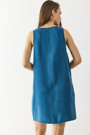 Miranda Yumuşak Dokulu Bisiklet Yaka Regular Fit Elbise(CUPRO) - INDIGO
