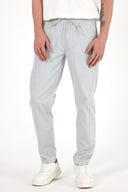 Erkek Alfred Beli Lastikli Çizgili Summer Gabardin Pantolon - Buz Gri