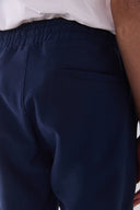 Erkek Alfred Beli Lastikli Slim Straight Gofre Pantolon - Navy