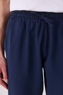 Erkek Alfred Beli Lastikli Slim Straight Gofre Pantolon - Navy