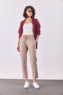 Kadın Alian Beli Lastikli Beach Pantolon - Kahverengi