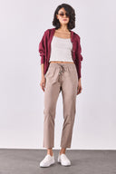 Kadın Alian Beli Lastikli Beach Pantolon - Kahverengi