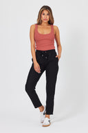 Kadın Alian Beli Lastikli Beach Pantolon %100 Lyocell (Tencel™) - Siyah