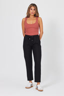 Kadın Alian Beli Lastikli Beach Pantolon %100 Lyocell (Tencel™) - Siyah