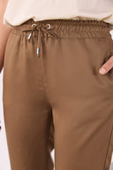 Kadın Alian Beli Lastikli Beach Pantolon %100 Lyocell (Tencel™) - KAKAO