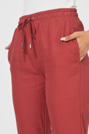 Kadın Alian Beli Lastikli Beach Pantolon %100 Lyocell (Tencel™) - Kiremit