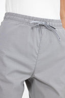 Kadın Alian Beli Lastikli Çizgili Summer Gabardin Pantolon - Mavi Çizgili