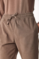 Kadın Alian Beli Lastikli Formal Yumuşak Dokulu Pantolon - Vizon