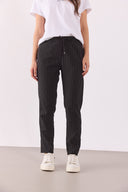 Kadın Alian Beli Lastikli Smart Çizgili Pantolon - Antrasit Çizgili