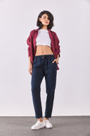 Kadın Alian Blue Black Beli Lastikli Beach Pantolon %100 Lyocell (Tencel™) - Blue Black