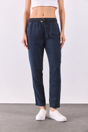 Kadın Alian Blue Black Beli Lastikli Beach Pantolon %100 Lyocell (Tencel™) - Blue Black