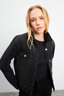 Kadın Ally Black Slim Fit Jean Ceket - Black