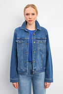 Kadın Ally Dark Blue Slim Fit Jean Ceket - Dark Blue