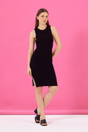 Kadın Ashley Bisiklet Yaka Slim Fit Triko Elbise - Siyah