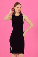 Kadın Ashley Bisiklet Yaka Slim Fit Triko Elbise - Siyah