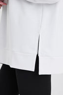 Kadın Bisiklet Yaka Yanı Yırtmaçlı Regular Fit 3 İplik Sweatshirt - Beyaz