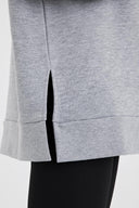 Kadın Bisiklet Yaka Yanı Yırtmaçlı Regular Fit 3 İplik Sweatshirt - Gri Melanj