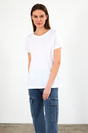 Kadın Boyfriend Bisiklet Yaka Regular Fit Modal Tişört (TENCEL)™ - Beyaz