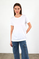 Kadın Boyfriend Bisiklet Yaka Regular Fit Modal Tişört (TENCEL)™ - Beyaz