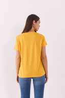 Kadın Boyfriend Bisiklet Yaka Regular Fit Modal Tişört (TENCEL)™ - Kayısı