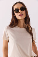 Kadın Boyfriend Bisiklet Yaka Regular Fit Modal Tişört (TENCEL)™ - Kum