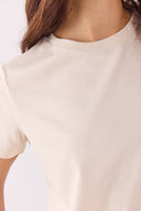 Kadın Boyfriend Bisiklet Yaka Regular Fit Modal Tişört (TENCEL)™ - Kum