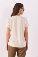 Kadın Boyfriend Bisiklet Yaka Regular Fit Modal Tişört (TENCEL)™ - Kum
