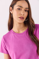 Kadın Boyfriend Bisiklet Yaka Regular Fit Modal Tişört (TENCEL)™ - LEYLAK