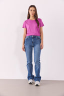 Kadın Boyfriend Bisiklet Yaka Regular Fit Modal Tişört (TENCEL)™ - LEYLAK