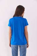 Kadın Boyfriend Bisiklet Yaka Regular Fit Modal Tişört (TENCEL)™ - Safir