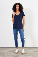 Kadın Boyfriend V Yaka Regular Fit Modal Tişört (TENCEL)™ - Lacivert
