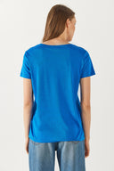 Kadın Boyfriend V Yaka Regular Fit Modal Tişört (TENCEL)™ - Safir