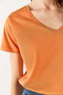 Kadın Boyfriend V Yaka Regular Fit Modal Tişört (TENCEL)™ - Terracotta