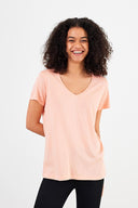 Kadın Boyfriend V Yaka Regular Fit Modal Tişört (TENCEL)™ - TOZ PEMBE