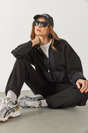 Kadın Brenna Paçası Lastikli Şardonlu Eşofman Altı - Siyah