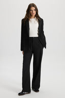 Kadın Chloe Wide Leg Çizgili Pantolon - Siyah Çizgili