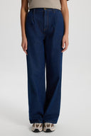 Kadın Chloe Wide Leg Dark Blue Jean Pantolon %100 Pamuk - Dark Blue