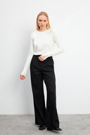 Kadın Chloe Wide Leg Kaşe Pantolon - Siyah