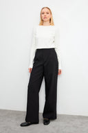 Kadın Chloe Wide Leg Kaşe Pantolon - Siyah