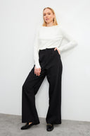 Kadın Chloe Wide Leg Kaşe Pantolon - Siyah