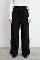 Kadın Chloe Wide Leg Kaşe Pantolon - Siyah